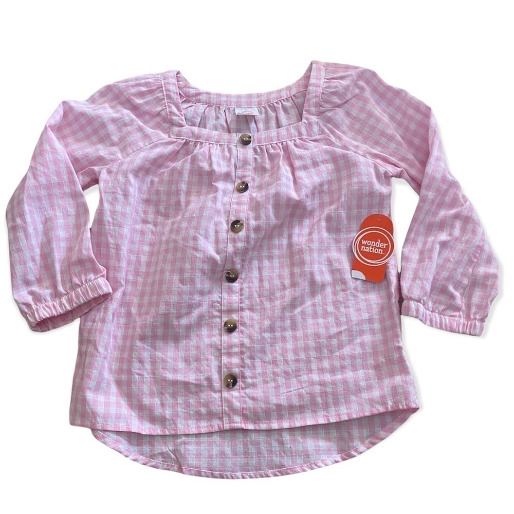 Wonder nation girls long sleeve pink blouse size 6/6x - Picture 5 of 9